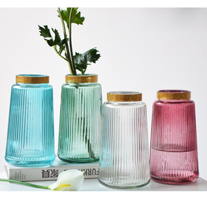 <span class=keywords><strong>Vase</strong></span> de Table en verre coloré <span class=keywords><strong>Transparent</strong></span>, décoration minimaliste pour la maison, verre rayé - Product Image 2