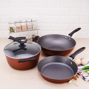Trung Quốc Màu Đỏ ba mảnh không dính <span class=keywords><strong>Cookware</strong></span> <span class=keywords><strong>Set</strong></span> cho cuộc họp hàng năm kỷ niệm sự kiện hoặc món quà-Chảo Bộ - Product Image 5