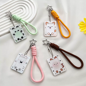 Porte-clés porte-carte photo Kpop de 1 pouce avec cadre de carte photo acrylique animal mignon Mini porte-carte d'identité Porte-clés pour petite carte d'identité - Product Image 1