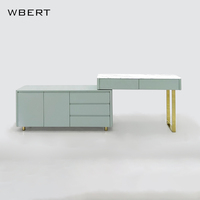 Meuble sous-vasque WBERT Light luxe en bois massif, commode, armoire de rangement intégrée, table de maquillage pour chambre à coucher, bureau