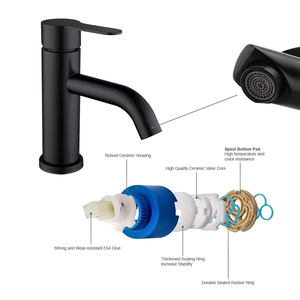 Grifo Monomando Moderno de Acero Inoxidable Negro sin Contacto para Agua Fría y Caliente, Montado en Cubierta, de un Solo Orificio, para Lavabo de Sala de Estar - Product Image 6