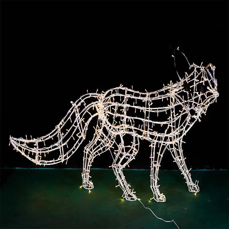 Decoración de Navidad Artificial personalizada para exteriores, luz LED con motivo de zorro