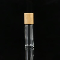 Bouteille transparente écologique rouleau d'échantillon d'huile essentielle de parfum 10ml rouleau en verre sur bouteille avec couvercle et rouleaux en bambou
