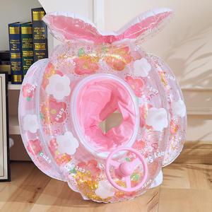 Bouée de natation gonflable pour bébé fille avec siège, motif tournesol à paillettes, en forme de bateau, équipement aquatique - Product Image 2