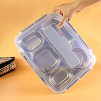 Boîte à lunch bento en acier inoxydable 304, étanche, multi-compartiments, isolée, portable, pour enfants, étudiants, bureau, adultes