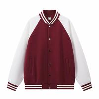 Blouson de baseball unisexe en coton, léger et doux, pour printemps et automne, style universitaire décontracté, avec boutons-pression et blocs de couleur, vente en gros