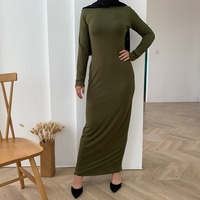 9099 #   Robe longue en coton moulante à manches longues de haute qualité, Abaya, robes intérieures longues pour femmes musulmanes islamiques