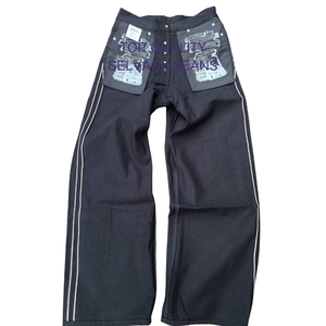 <span class=keywords><strong>Jeans</strong></span> Baggy Neri da <span class=keywords><strong>Uomo</strong></span> in Denim Selvedge Giapponese Vintage da 15 once, a <span class=keywords><strong>Gamba</strong></span> <span class=keywords><strong>Larga</strong></span>, Pesanti - Product Image 2