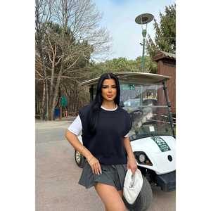 Sudadera sin mangas para mujer, color azul marino, con bordado de camuflaje y letras, forro de seda, para la temporada de otoño - Product Image 5