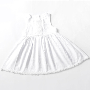 Nuevo Vestido de Encaje de Tres Piezas para Niña, Vestido Infantil de Algodón y Lino de Color Sólido, Vestido de Princesa - Product Image 3