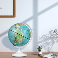 Globe océanique multilingue durable de 20cm en PVC bleu + carte physique en métal pour l'enseignement de la géographie en classe ressource éducative