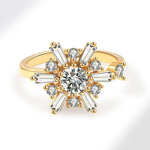Anillos giratorios de copo de nieve con circonitas pavé, chapados en oro sobre cobre, para mujer, resistentes al deslustre, anillos antiestrés, joyería para la ansiedad - Product Image 3