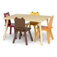 Ensemble table et chaises Animal Adventure pour les activités artistiques et créatives des enfants, utilisation en extérieur, à l'école, pour les repas - Robuste et durable