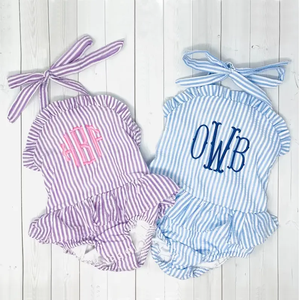 Costume da bagno per bambina con monogramma di <span class=keywords><strong>Minnie</strong></span> topo rosso a righe Seersucker costume da bagno per bambina e bambina - Product Image 4
