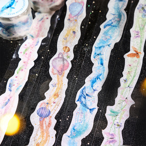 1 rouleau de ruban adhésif de la série Galaxy Fantasy, en forme <span class=keywords><strong>d</strong></span>'extraterrestre, pour l'élimination des <span class=keywords><strong>d</strong></span>échets, ruban adhésif pailleté, thème aquarelle, autocollants <span class=keywords><strong>d</strong></span>écoratifs - Product Image 3