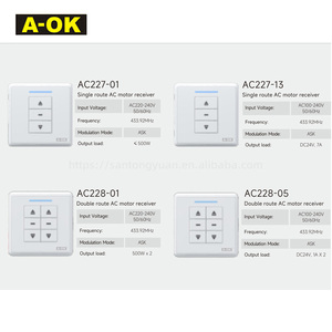 A-OK <strong>AC228</strong>-05 Electronic Wall Mount Touch Remote Control Double Route AC Motor Receiver Channel Free Stickers Mounting - Product Image 6