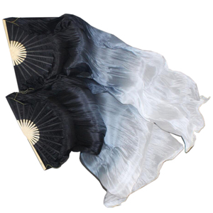 Abanicos de Seda de Bambú Largos Plegables Teñidos a Mano con Velo, Elegantes Accesorios de <span class=keywords><strong>Danza</strong></span> para <span class=keywords><strong>Clases</strong></span> y Ejercicios de <span class=keywords><strong>Danza</strong></span> <span class=keywords><strong>del</strong></span> <span class=keywords><strong>Vientre</strong></span> - Product Image 3