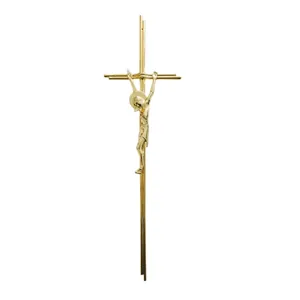 Double steel wire funeral cross with Christ for Italy wooden coffin decoration