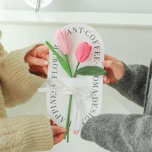 Flores de tulipán tejidas a mano con hilo, accesorios creativos para bodas, adornos hechos a mano, flores tejidas, regalos de San Valentín - Product Image 3