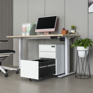 Pequeño 3 cajones debajo del escritorio Pedestal rodante Gabinete de archivo de metal móvil Tiradores de cajón Cofre pequeño - Product Image 3