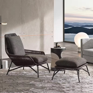 Ensemble de canapés d'extérieur modernes <span class=keywords><strong>en</strong></span> aluminium, tressés <span class=keywords><strong>en</strong></span> corde, imperméables, avec ottoman assorti, personnalisation bicolore, ergonomique et confortable - Product Image 1