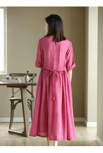 Nouvelle Robe d'été pour femme en Ramie, Coton et Chanvre, Col Rond, Taille Haute, Coupe Ample et Élégante - Product Image 6