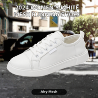 Dropshipping 2024 YL Chaussures de course d'été pour femmes, style coréen, en maille blanche, respirantes, à lacets, rehaussantes, avec doublure en peluche
