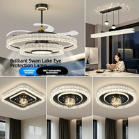 Nouveau modèle 2026 : Ensemble d'éclairage intelligent haut de gamme pour salon, style italien minimaliste, avec ventilateur et lumière, CRI élevé