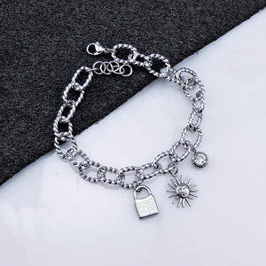 Bracelet en acier inoxydable avec pendentif cœur, bijoux de mode, chaîne à maillons, marque espagnole, bracelet CZ - Catalogue U - Product Image 3