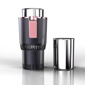 2 in 1 Auto Car Cup Cooler and Warmer Aluminum Smart Portable Mini USB Car Fridge Mug Warmer Cooler for Coffee and Drinks