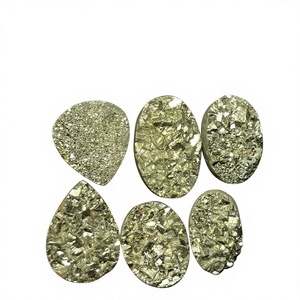 Pyrite naturelle de haute qualité Druzy Cabochon Quartz vert pierres précieuses fabrication de bijoux pierres précieuses en vrac certifié tiers quantité minimale de commande 1 - Product Image 1