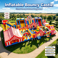 Château gonflable avec toboggan, thème cirque, pour enfants, location commerciale pour fêtes en extérieur