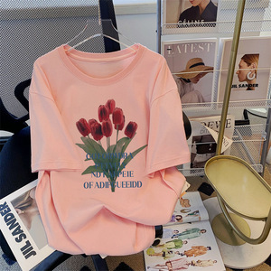 Large Size Cotton Women's T-shirt Summer Loose Casual <strong>Cute</strong> Cartoon Printed Top Round Neck Plus Size Women's Short-sleeved <strong>Tshirt</strong> - Product Image 3