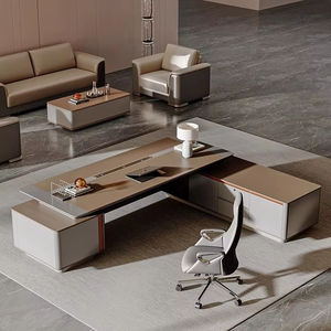 โต๊ะทำงานที่ทันสมัยหรูหราหรูหราหรูหราหรูหราสำหรับผู้บริหารไม้วีเนียร์สำหรับผู้จัดการทั่วไปสำหรับใช้ในบ้านสำนักงาน - Product Image 3