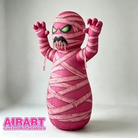 Décoration gonflable unique de fantôme rose facile à installer, modèle de momie d'Halloween rose vif personnalisé