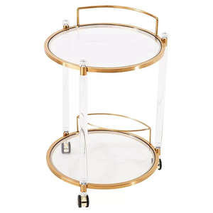 Factory Directly Luxury Acrylic <strong>Small</strong> Round Hotel Serving <strong>Trolley</strong> 2 Tiers Golden Acrylic Serving Cart - Product Image 3