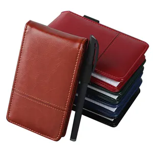 Pocket Notebook Memo Pad Cover Business Notepad Holder Small Flip Jotter Mini Notebook Case With Note Papers Calculator Pens