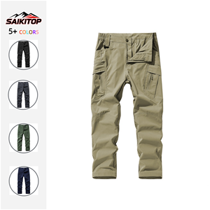 Pantaloni da Lavoro Casual da Uomo Multi-tasca a Gamba Dritta, Stile Americano Elasticizzati Larghi e Traspiranti Tipo Cargo - Product Image 1