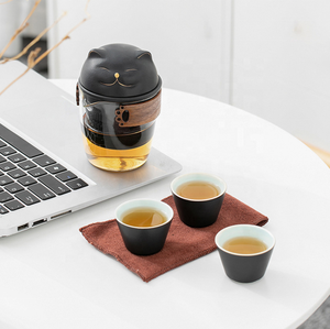 Mini théière de voyage <span class=keywords><strong>en</strong></span> céramique, style Kung Fu chinoise, 1 théière, 3 tasses, <span class=keywords><strong>tasse</strong></span> <span class=keywords><strong>à</strong></span> <span class=keywords><strong>thé</strong></span> <span class=keywords><strong>en</strong></span> <span class=keywords><strong>porcelaine</strong></span> <span class=keywords><strong>avec</strong></span> <span class=keywords><strong>infuseur</strong></span> <span class=keywords><strong>à</strong></span> <span class=keywords><strong>thé</strong></span>, sac Portable pour l'extérieur - Product Image 4