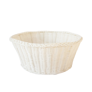 XH Wholesale Handwoven Durable Organizer <strong>Round</strong> White Plastic Rattan Home Storage <strong>Wicker</strong> <strong>Basket</strong> - Product Image 2