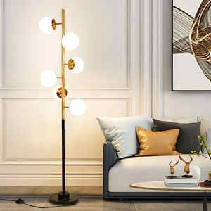 Lampadaire moderne design danois lampe verticale nordique de salon boule de verre or chambre bureau avec fonction de charge lampadaire - Product Image 2