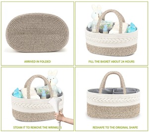 Cesta Organizadora de Cuerda de Algodón Tejida con Forro Extraíble <span class=keywords><strong>para</strong></span> Pañales de Bebé y Bolso de Maternidad Grande con Patrón, Colores y LOGO Personalizados - Product Image 4