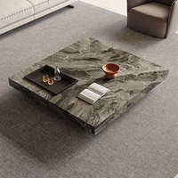 Meuble TV en pierre italienne, table basse minimaliste nordique, ensemble de meuble TV mural suspendu en marbre haut de gamme, style luxe léger