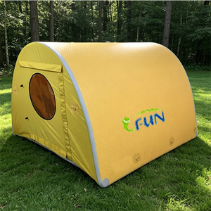 Tente familiale gonflable de luxe en tissu Oxford kaki, coupe-vent, une chambre, pour le camping en plein air et le glamping en toutes saisons - Product Image 1