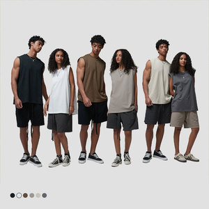 Camiseta sin mangas para hombre, mezcla de algodón y poliéster en blanco teñido simple, ropa deportiva de secado rápido - Product Image 2