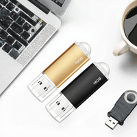 Flashdisk USB Metal 16GB Gantungan Kunci Tutup Transparan Emas Hitam Logo Custom Pen Drive Kecepatan Tinggi Hadiah Bisnis Promosi Grosir