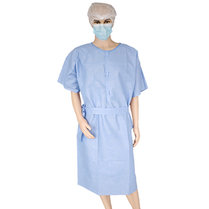<span class=keywords><strong>Bata</strong></span> Médica Aislante Azul Antiestática de Manga Corta SMS50gsm para Pacientes y Enfermeras <span class=keywords><strong>con</strong></span> <span class=keywords><strong>Cierre</strong></span> Delantero y Trasero - Product Image 1
