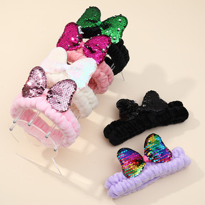 Serre-têtes personnalisés pour femmes et filles, en velours, avec nœud scintillant, colorés, doux et mignons, pour le maquillage et le spa - Product Image 3
