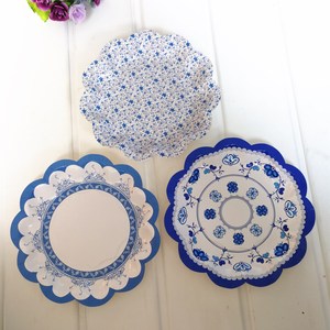 Platos <span class=keywords><strong>de</strong></span> Papel <span class=keywords><strong>con</strong></span> Diseño Floral - Platos Desechables <span class=keywords><strong>de</strong></span> Porcelana Azul y Blanca, Platos Decorativos para Cena, Suministros para Mesa <span class=keywords><strong>de</strong></span> Fiesta, Decoración <span class=keywords><strong>de</strong></span> Mesa - Product Image 1
