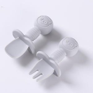 Carton ours bébé Silicone de qualité alimentaire formation cuillère et fourchette doux <span class=keywords><strong>Bap</strong></span> gratuit alimentation ensemble pour les enfants - Product Image 6